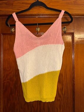 Forever 21 Colorblock Knit Tank Top 🌸💛🤍 Size L